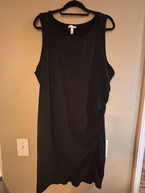 Leith Black Sleeveless Midi Dress with Draped Side